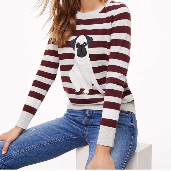 LOFT Sweaters - Loft Outlet Striped Pug Crew Neck Sweater X Small